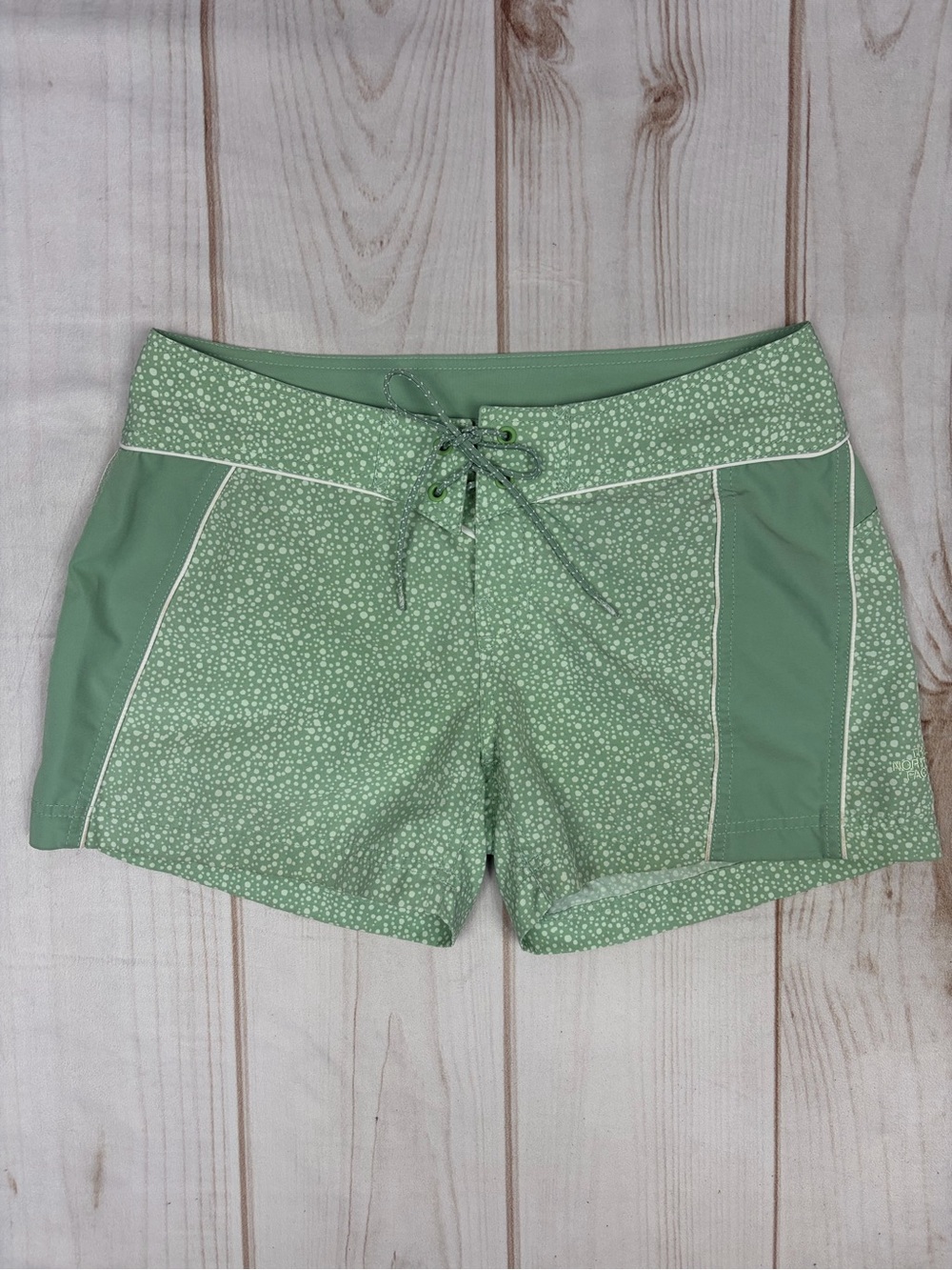 The North Face El Circo Water Swim Boardshorts Seafoam Green Dot Print Sz 6